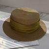 French pleated flat top straw hat women's spring summer seaside vacation straw hat sunshade sunscreen fashion travel flat top hat