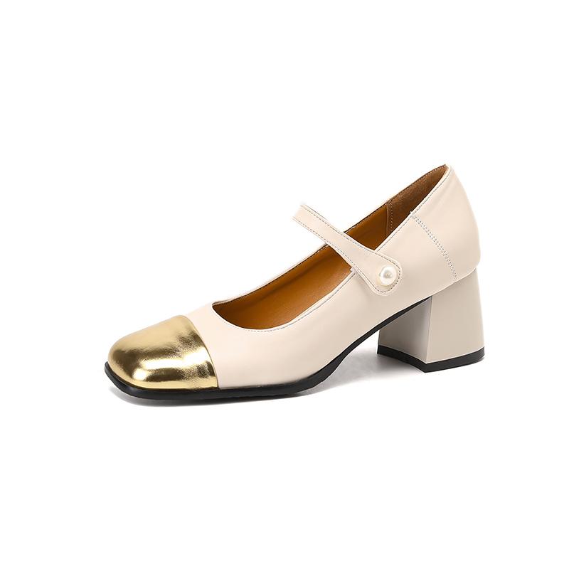 Женские туфли-лодочки на блочном каблуке, повседневные, разноцветные, женские, из искусственной кожи, весна-лето, на липучке, туфли Мэри Джейн, женские размеры 33-46