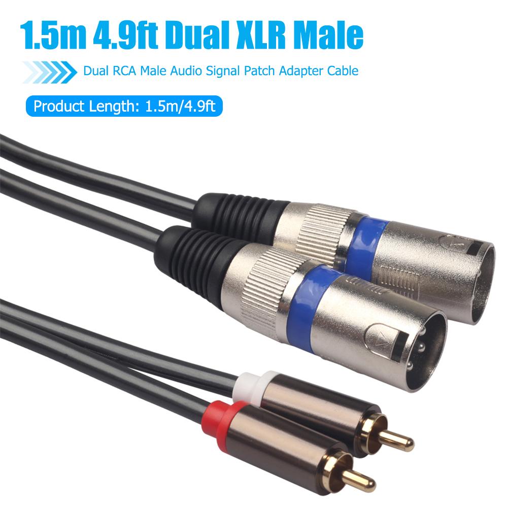 Dual XLR Male To Dual RCA Male Audio Line Black Audio Cable Adapter Wire for Microphone Mixer Headphone AmplifierGood product