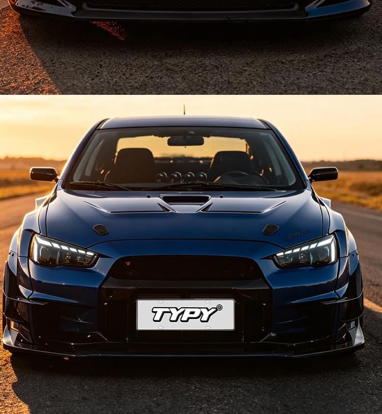 Светодиодные фары Mitsubishi Lancer EX 2010-2016 в стиле RS с ДХО и бегущими поворотниками.