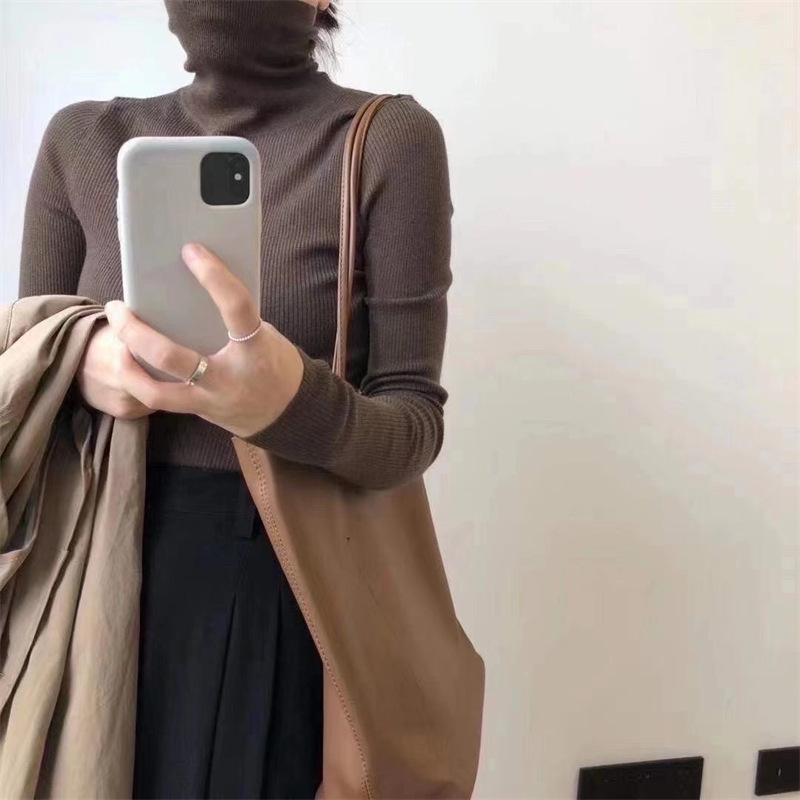 Осенне-зимний женский свитер, водолазка, нижняя рубашка с длинными рукавами, тонкая часть внутреннего плотного тонкого вязаного свитера