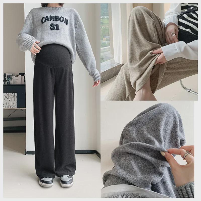 High-Waist Maternity Wide-Leg Trousers - Autumn/Winter Cashmere Blend