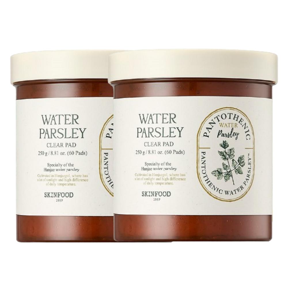 SKINFOOD Диски с водяной петрушкой 60 шт. Пантотеновая вода петрушки Очищающие + спиртовые салфетки компании, 60 шт., 2 коробки