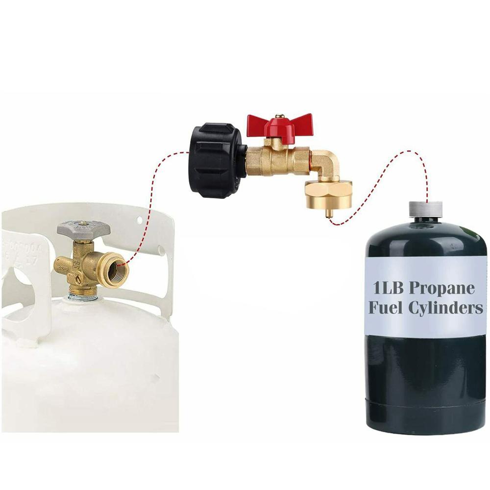 QCC1 90-градусный адаптер-колено для заправки пропана под давлением и запорный кран 1 фунт