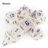 7 Pcs  White Blue Metal Dice Maze Hollow Metal Polyhedral Dice Set Suitable for Role-Playing RPG  Board Game Card Game