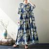 2025 Женское Платье Большого Размера Весна Лето Повседневное Цветочное Платье Базовое Винтажное Свободное Длинное Платье Макси