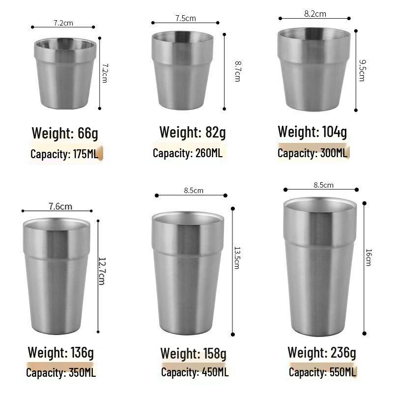 304 Stainless Steel Coffee and Juice Cup Set (3-Pack)