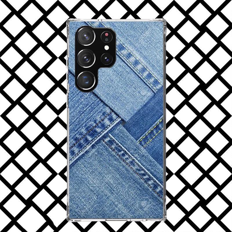 Retro Denim Embrpoidery Phone Case for Samsung Galaxy S26 S25 Edge S24 S23 Ultra S22 Plus S21 FE S20 + Soft Cover Print Fundas G