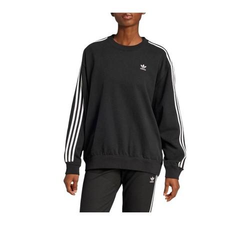 adidas Originals Свободный спортивный свитшот с круглым вырезом и полосками для женщин, Черный