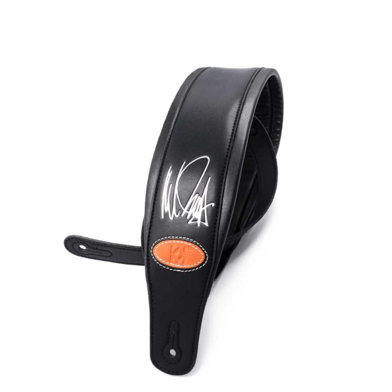 Кожаный ремень для электрогитары с подписью Нила Зазы. Широкий утолщенный ремень для бас-гитары.