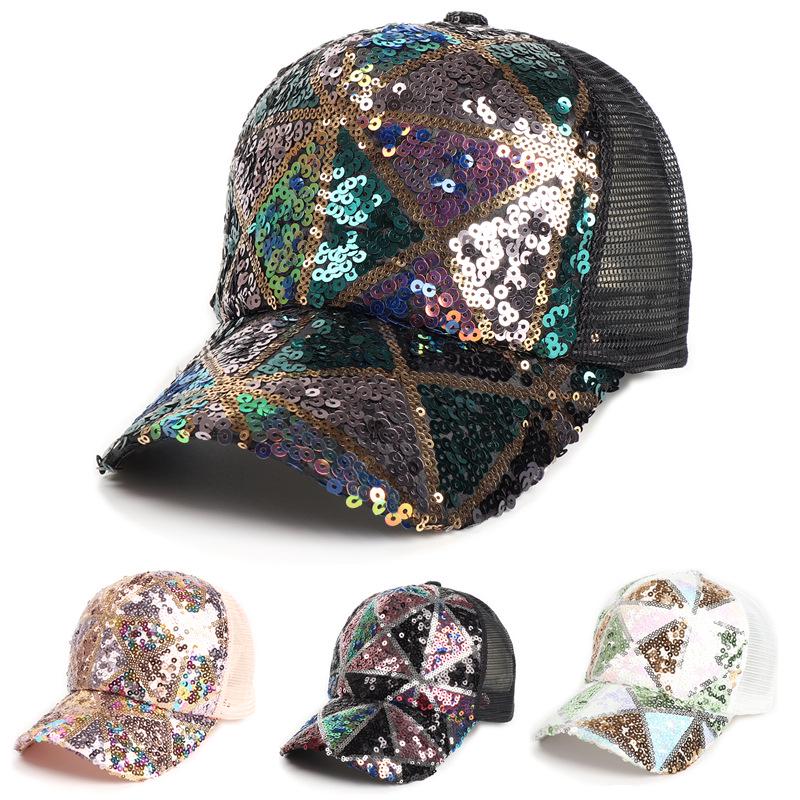 Women's Sequin Mesh Sun Protection Cap - Korean Style Outdoor Breathable Baseball Hat