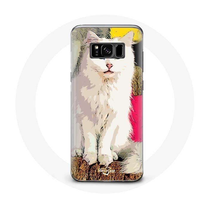 Coque pour Samsung Galaxy S8 turc de Van Chat Blanc aux yeux bleu et jaune