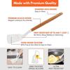 Non-Stick Silicone Cooking Utensils Set, 3 Pcs With Wooden Handle, Silicone Kitchen Gadgets (Cream, 3)