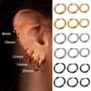 2pcs Classic Simple Glossy 8-20mm Circle Hoop Earrings For Women  Gold and Silver Two-color Stainless Steel Unisex Jewelry Gift