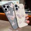 Тонкий мягкий чехол с рисунком бабочки и текстурой кожи для iPhone 16 Pro Max 15 14 Pro 13 12 11, матовая защита линз, противоударный чехол для телефона из ТПУ