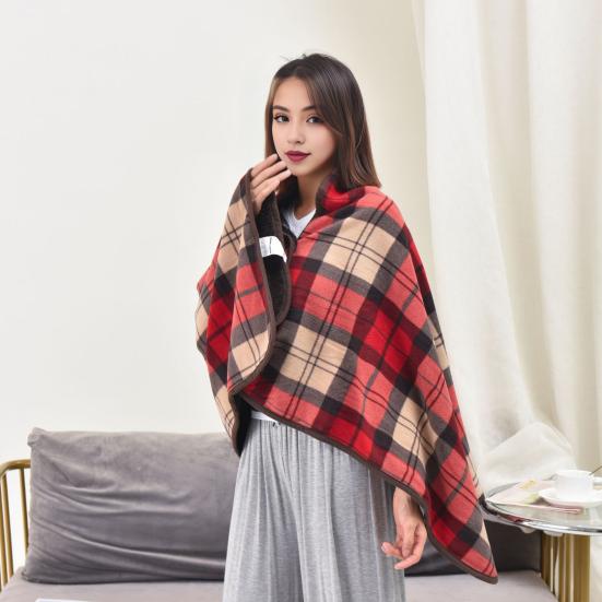 Зимнее плед-одеяло в клетку, супермягкое флисовое теплоизоляционное однобортное шаль-одеяло с ворсом