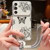 Чехол-шнурок с рисунком Розы и Цветы из кожи для Samsung S26 S25 Ultra S24 S23 S22 Plus S21 FE A16 A17 A26 A36 A37 A54 A55 A56 A57 5G