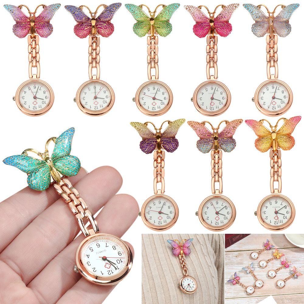 Gift Doctor Pendant Butterfly Shape Nurse Watch Quartz Clock Pocket Watch