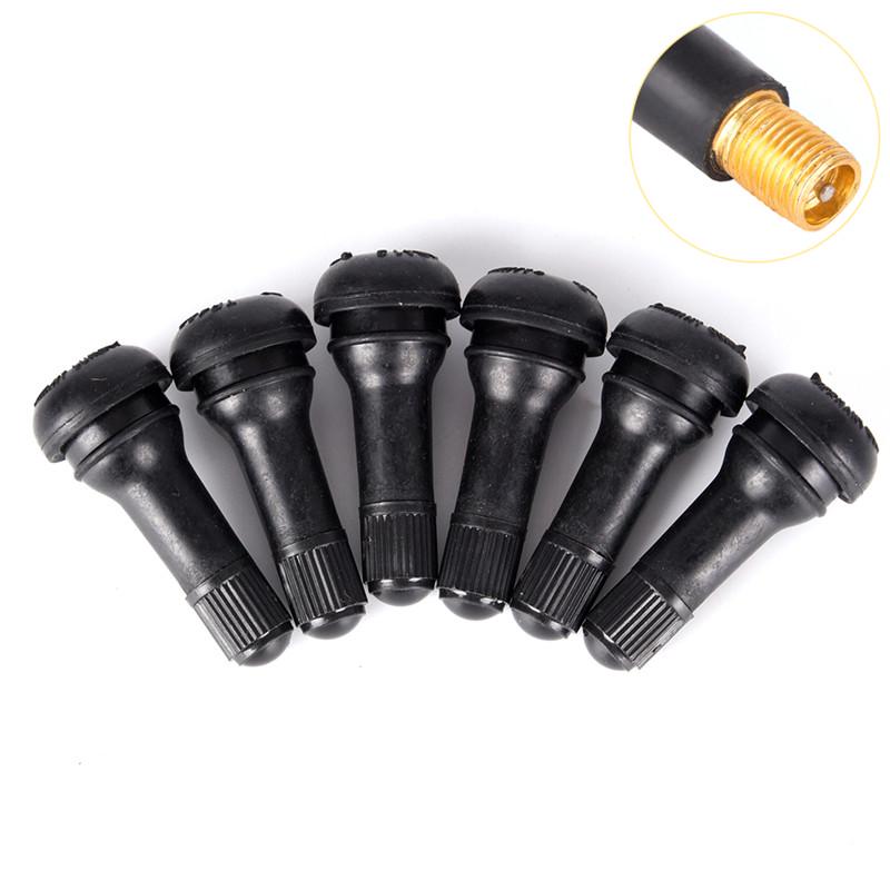 5pcs /Set Black Tr413 Tubeless Car Wheel Tire Valve Stems With Caps Tyre Rubber