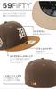 New Era 59FIFTY Cap with Side MLB ONSPOTZ DET 7 DETTIGCO WS1935 WALNUT TOASTED PNT Two-Tone Patch, Exclusive, Walnut, 3/8" (5950)