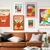 Cartoon Fruit Juice Mojito Aperol Spritz Posters and Print Sangria Drink Negroni Canvas Painting Club Bar Shop Home Decoration No Frame