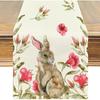 PATIO CHOICE Table Runner Easter Decorations Bunny Watercolor Easter Eggs Flower- Easter Table Runners Kitchen Dining Table Decoration for Home Party