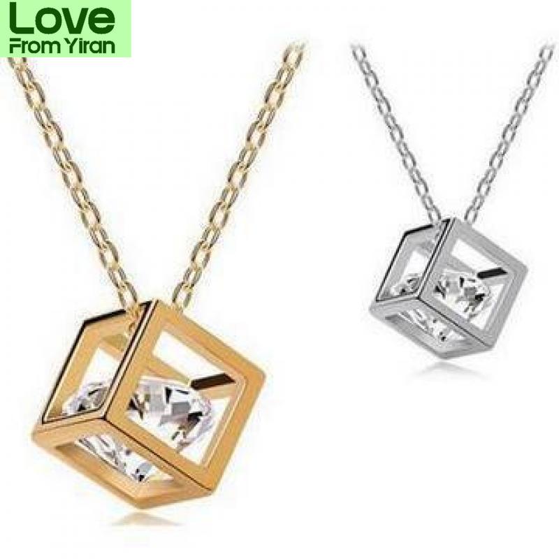 Personality New Love Cube Three -Dimensional Ladies Necklace Fashion Trend Popular Unique Anniversary Gift Is A Woman
