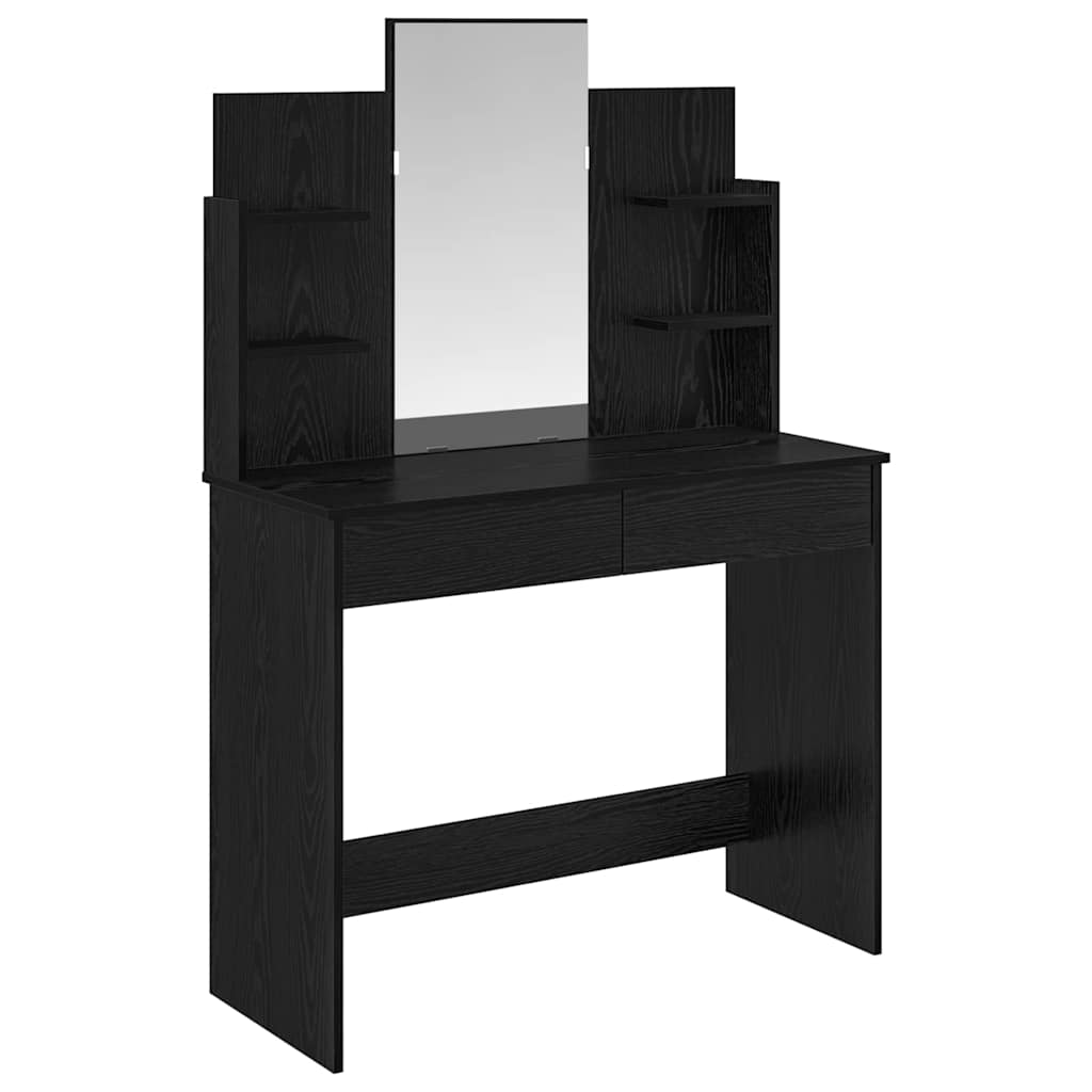 Makeup Table with Mirror Black Oak Look 96 x 39 x 142 cm
