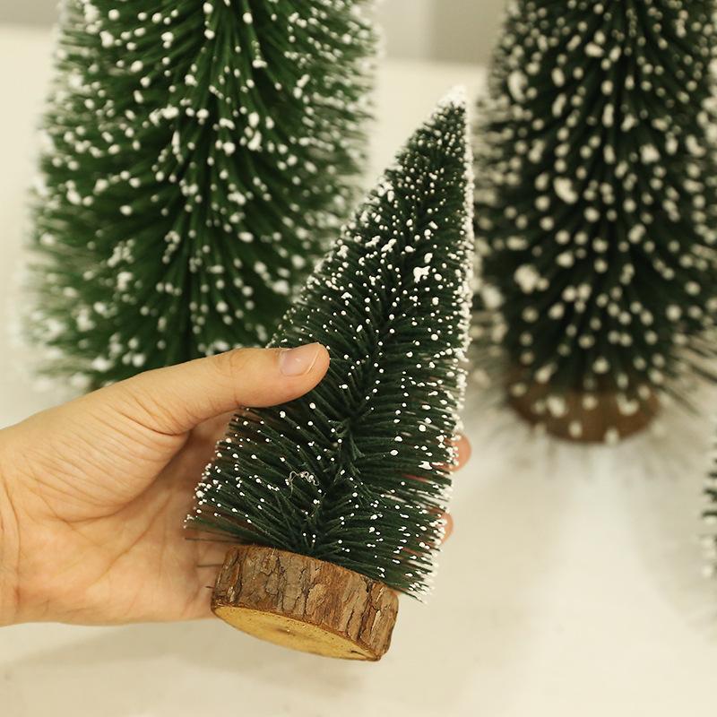 Small Christmas Tree Office Window Desktop Fake Pine Trees DIY Photo Prop Window Xmas Pine Ornaments New Year Decor Gifts JoomZL