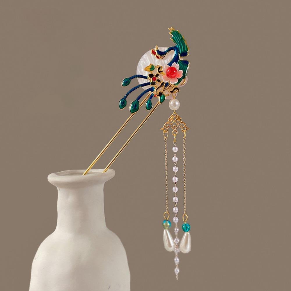 Chinese Style Flower Hair Stick Handmade Hanfu Hair Bun Elegant Butterfly Hairpin  for Hanfu Party