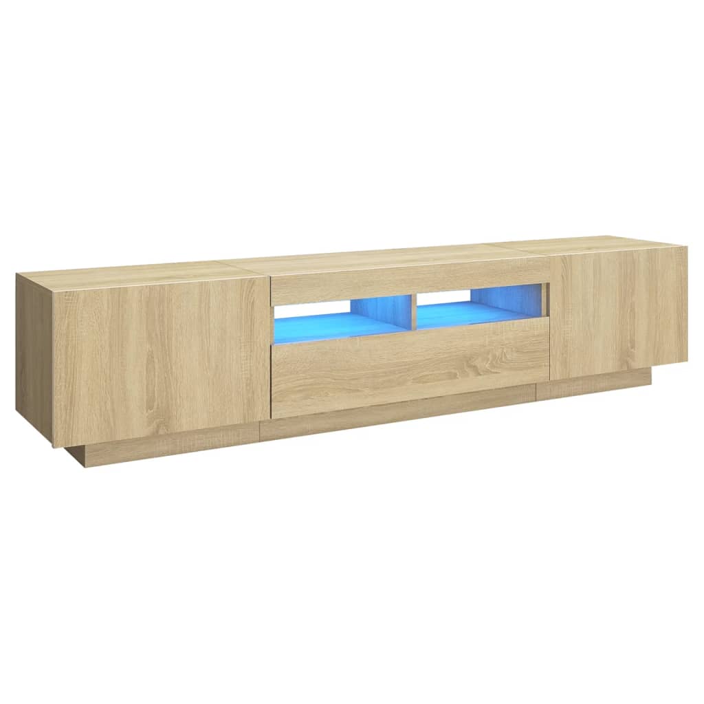 Vidaxl Szafka Tv Z Oświetleniem Led, Kolor Dąb Sonoma, 180X35X40 Cm