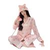 11 years of autumn and winter high-end ice silk pajamas women's sweet and cute pink bunny thin loungewear can be worn outside the set