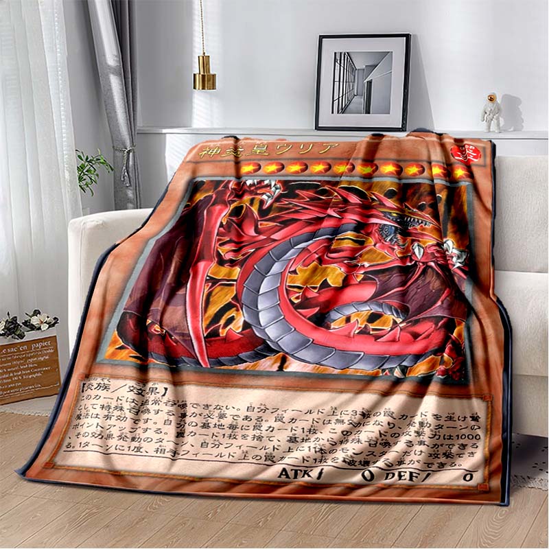 Yu‑Gi‑Oh Anime Card Print Flannel Blanket Cozy Warm Throw Bedroom Sofa Birthday Present Indoor Home Holiday Lounge Art Decor