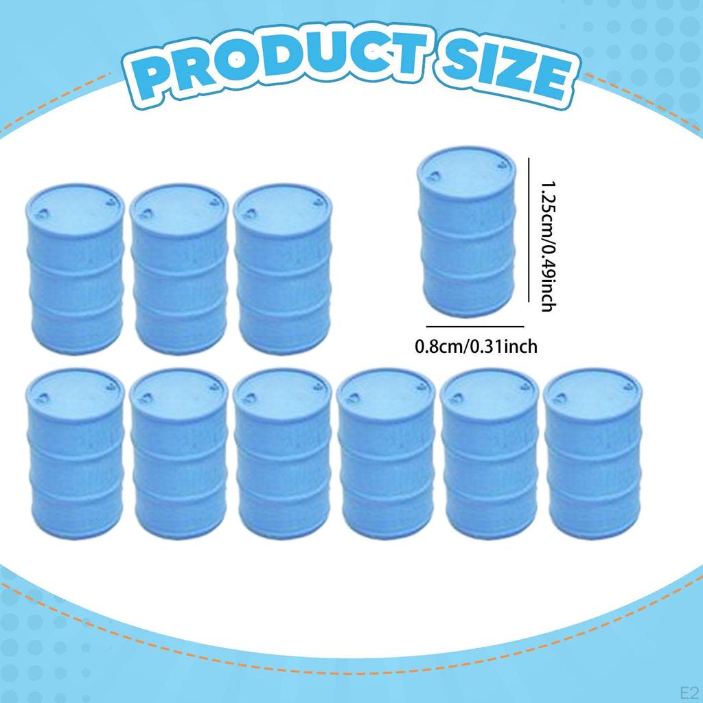 10 Pieces Oil Drums Decor Accessories 1/87 HO Scale Simulation Miniature Mini Barrel for Cargo