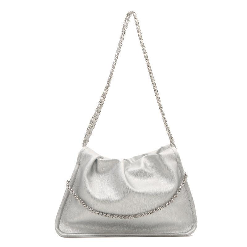 Stylish Cloud Bag For Women In Black White Brown And Silver With Soft Pu Material