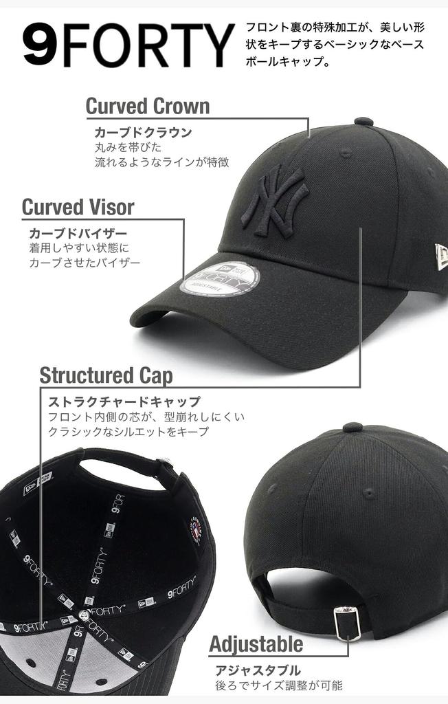 NEW ERA Cap 9FORTY Long Visor Metal Logo MLB 15198823 NER37C4814 New York Yankees black Women's