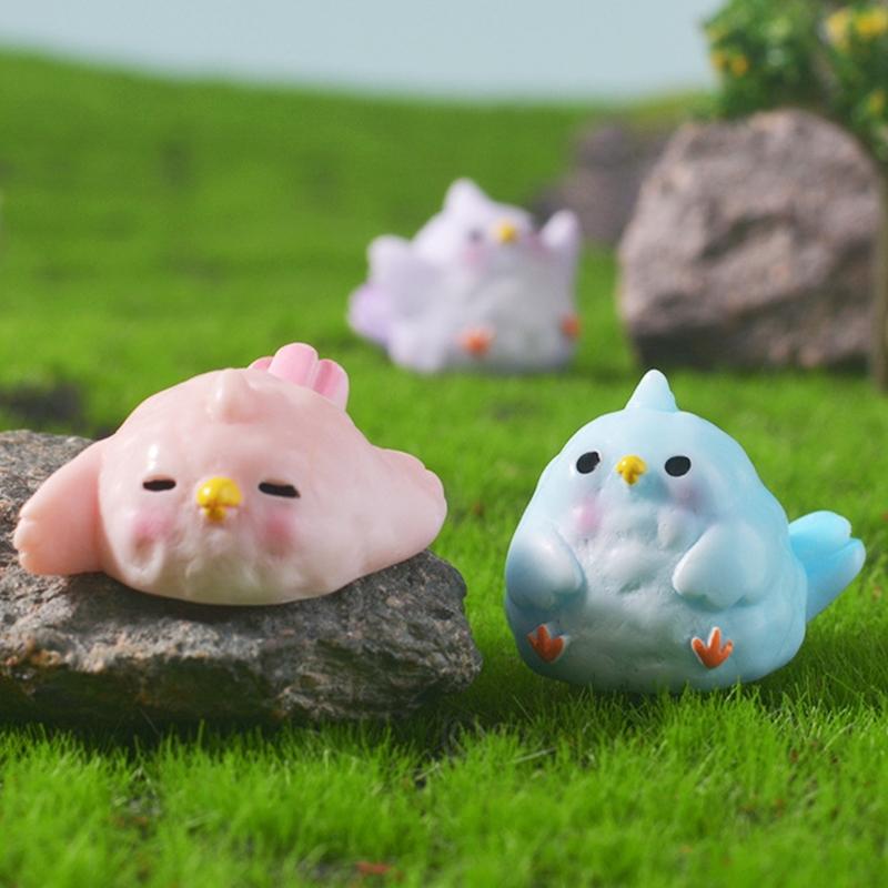 Set of 6 Cartoon Parrot Resins Figurine Miniature Garden Ornaments Cute Home Desk Decors Gift For Kids Nature Lover