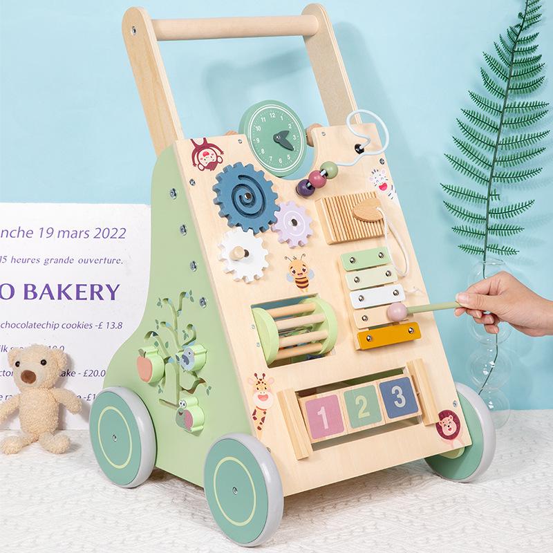 Multifunctional Wooden Baby Walker and Stroller
