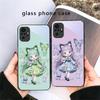 Q-версия Синяя Бабочка Для Redmi Note 14 Pro+ 13 Pro 8 9 9S 12S 10 Pro 11 12 13C 14C A3 12 13 K60 Ultra Черный Стеклянный Чехол для Телефона