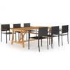 Día Y Noche - Día Y Noche 7-Piece Garden Dining Set Black