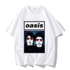 Британская уличная группа Oasis Oasis Свободный стиль Универсальный Модный бренд Одежда с коротким рукавом Хлопковая футболка для пары с рукавом до локтя