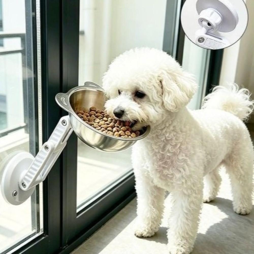 Space Saving Wall Mounted Dog Bowl Height Adjustable Cat Food Bowl for Cats and Dogs