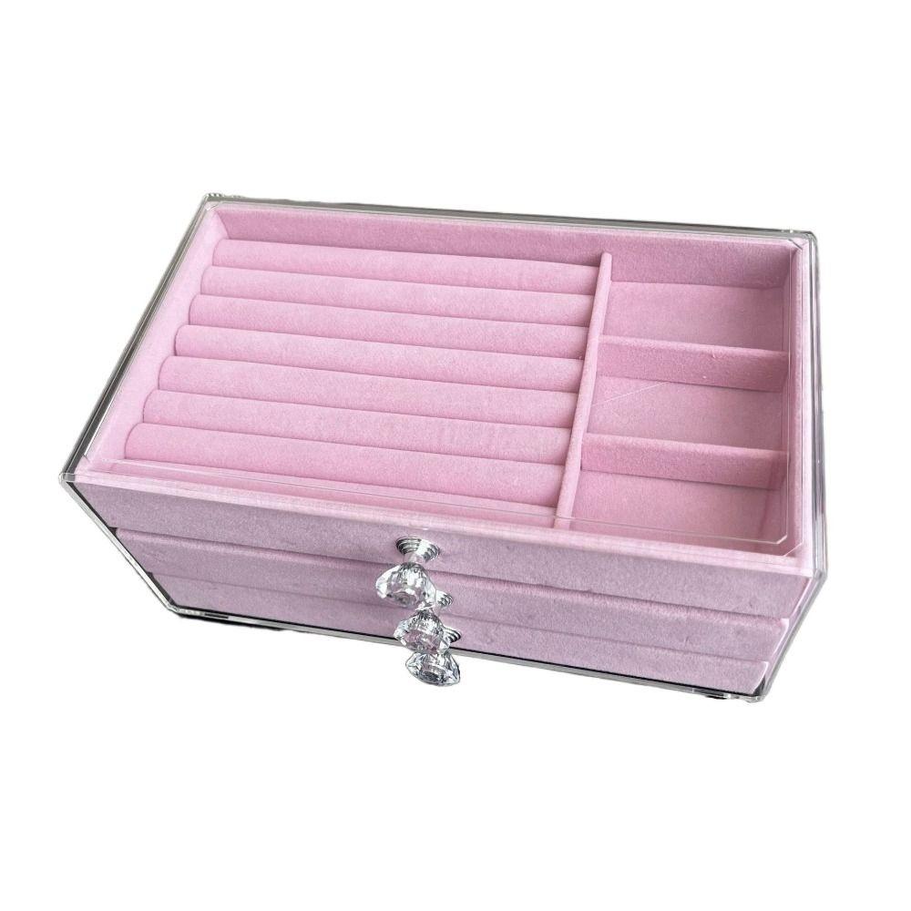 3-Tier Three Drawer Jewelry Box Dust-proof Earrings Jewelry Box Jewelry Storage Box  Home