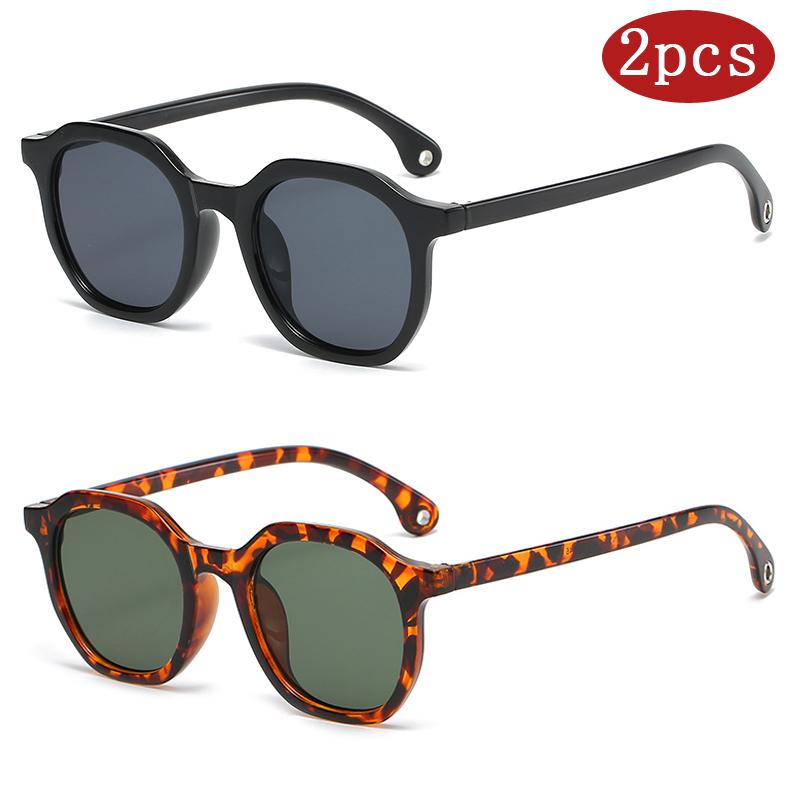 2pcs Trendy Polygonal Sunglasses Women Designer Small Framed Sun Glasses Female Outdoor UV Protection Popular Eyewear