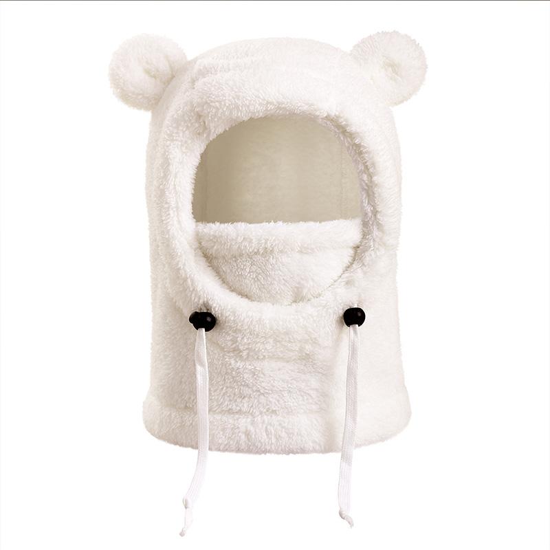Children Warm Cold Hats Bear Ears Hood Men and Women Autumn Winter Polyester Fiber Neck Scarf and Mask Integrated Hat