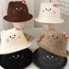 New lamb wool cat ears bow fisherman hat children autumn and winter thickened warm cute top hat