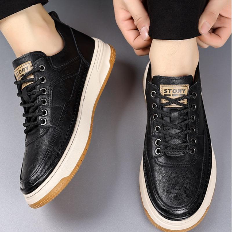 Fashion Spring Autumn Leather Casual Sneakers for Men Fashion Soft-soled Solid Color Men Board Shoes Designer Sports Platform Shoes Male