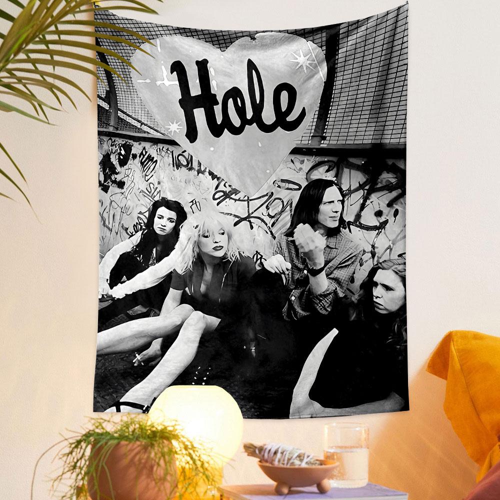 Hole Band Tapestry Wall Hanging, 90s Rock Band Art, Wall Decor for Bedroom Living Room Dorm