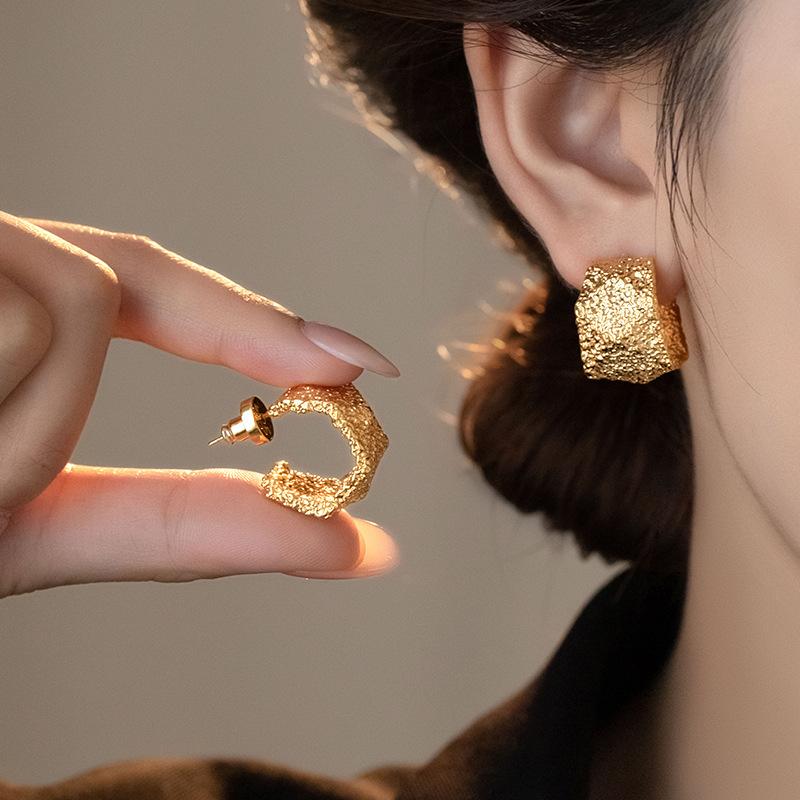 Преувеличенные Серьги-Кольца C-образной формы с Серебряной Иглой 925 пробы для Женщин, Ретро Элегантные Модные Серьги-Кольца