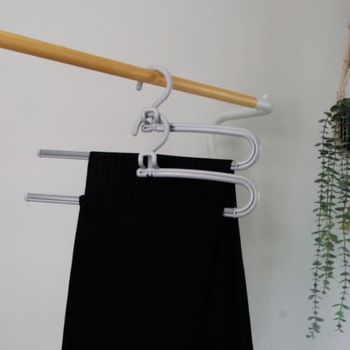 Shinkohanger Mono Closet Slacks Hanger Set of 2 with Connecting Hooks and Swivel Hooks, Gray